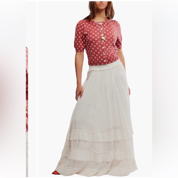 Free People Isla Daisy Puff Sleeve Crop Wool & Cashmere Blend Cardigan Sz XS NWT - Picture 13 of 13